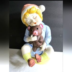 Blond Girl Sleeping Holding a Teddy Bear  Music Box ...
